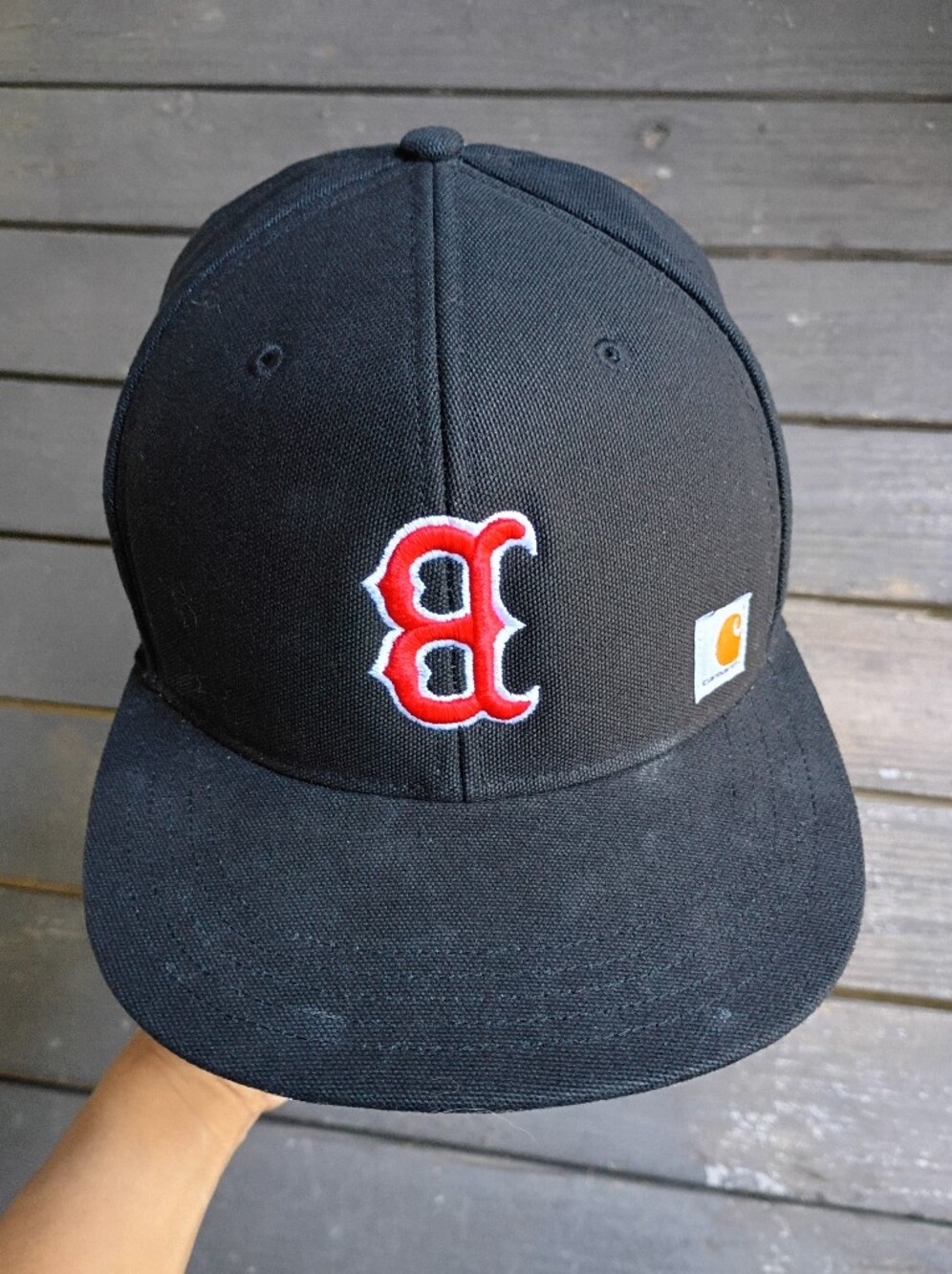 Men's Carhartt x Black Boston Red Sox Upsidedown B Adjustable Strap Baseball Hat
